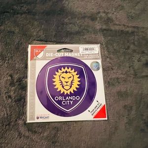 Wincraft Orlando City Soccer 5” x 5.25” die - cut magnet. // Iman, magneto